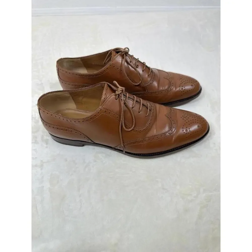 Ralph Lauren Purple Label Italy Tan Leather Oxford Brogues Classic Preppy Style